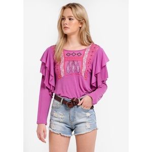 Free People La Cienga Long Sleeve Top size S